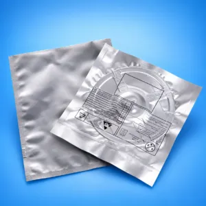 Silver foil barrier bags with printed handling diagrams