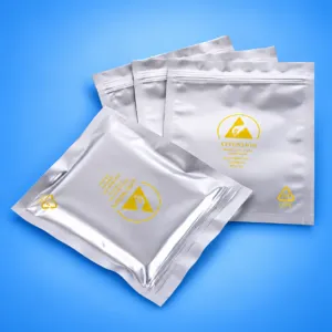 Silver barrier bags with yellow warning symbols