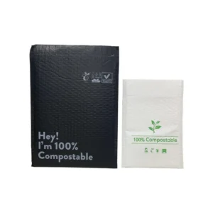 Black and white bubble mailers shown side by side