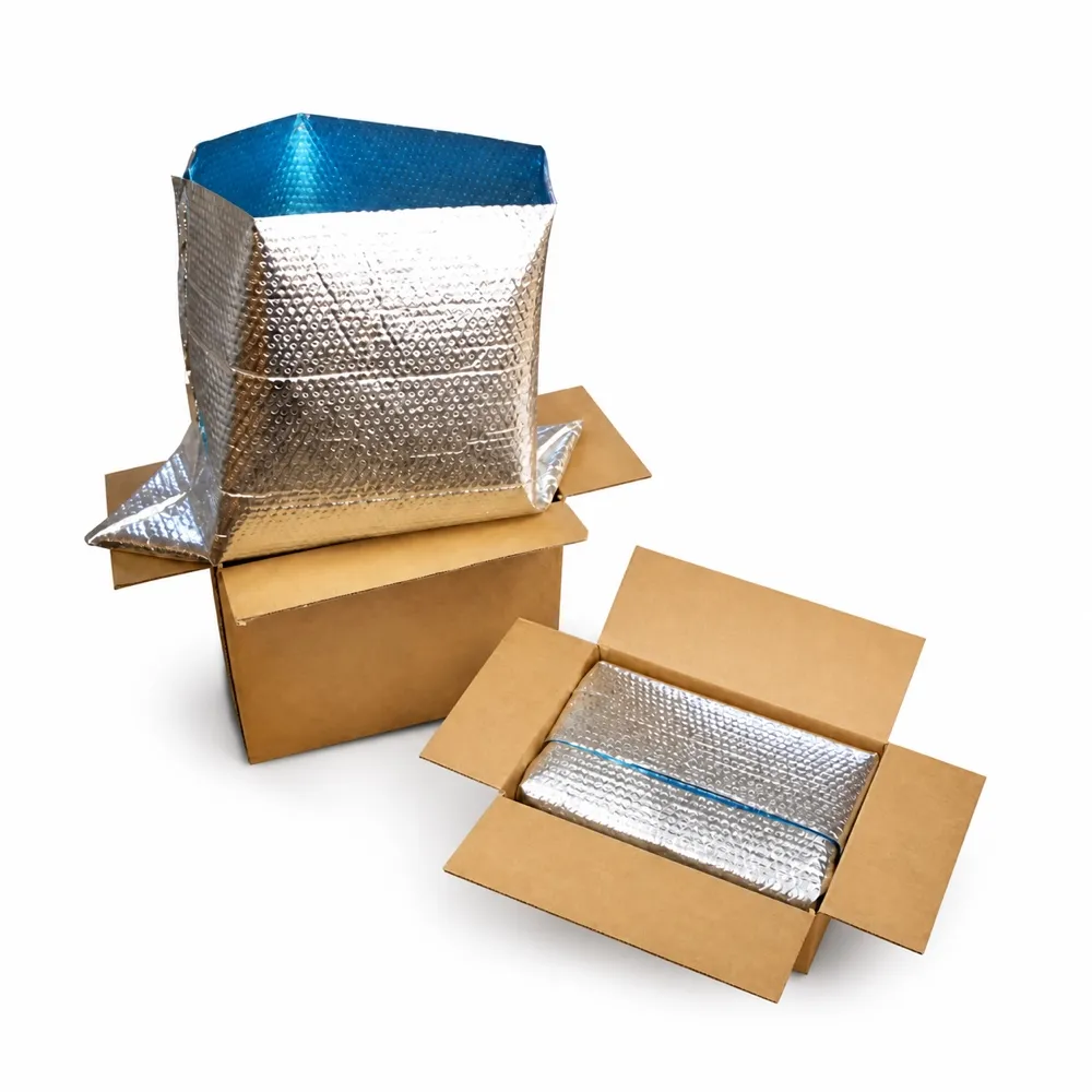 Thermal liners displayed with shipping cartons in different sizes
