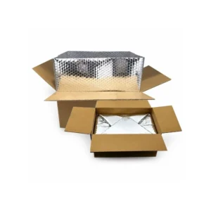 Two open cardboard cartons fitted with reflective liners