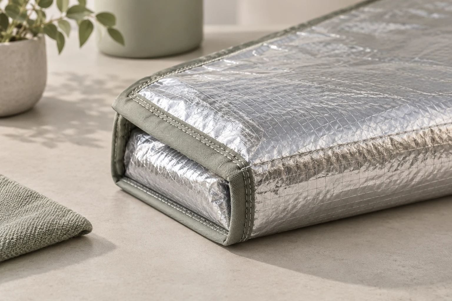 Illustration of an intact pallet cover seam and bound edge